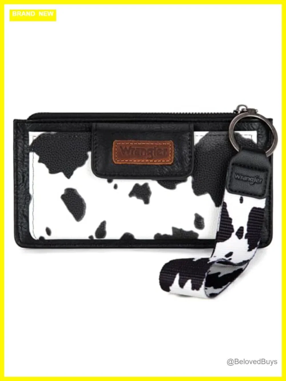 Cow Print Wristlet Wallet RFID Lining Faux Leather Large Clutch with Keychain